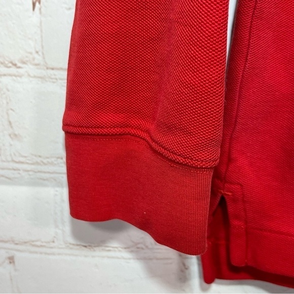 LL Bean Polo Shirt Mens Medium Regular Red Long Sleeve Rugby Collared - Picture 7 of 10